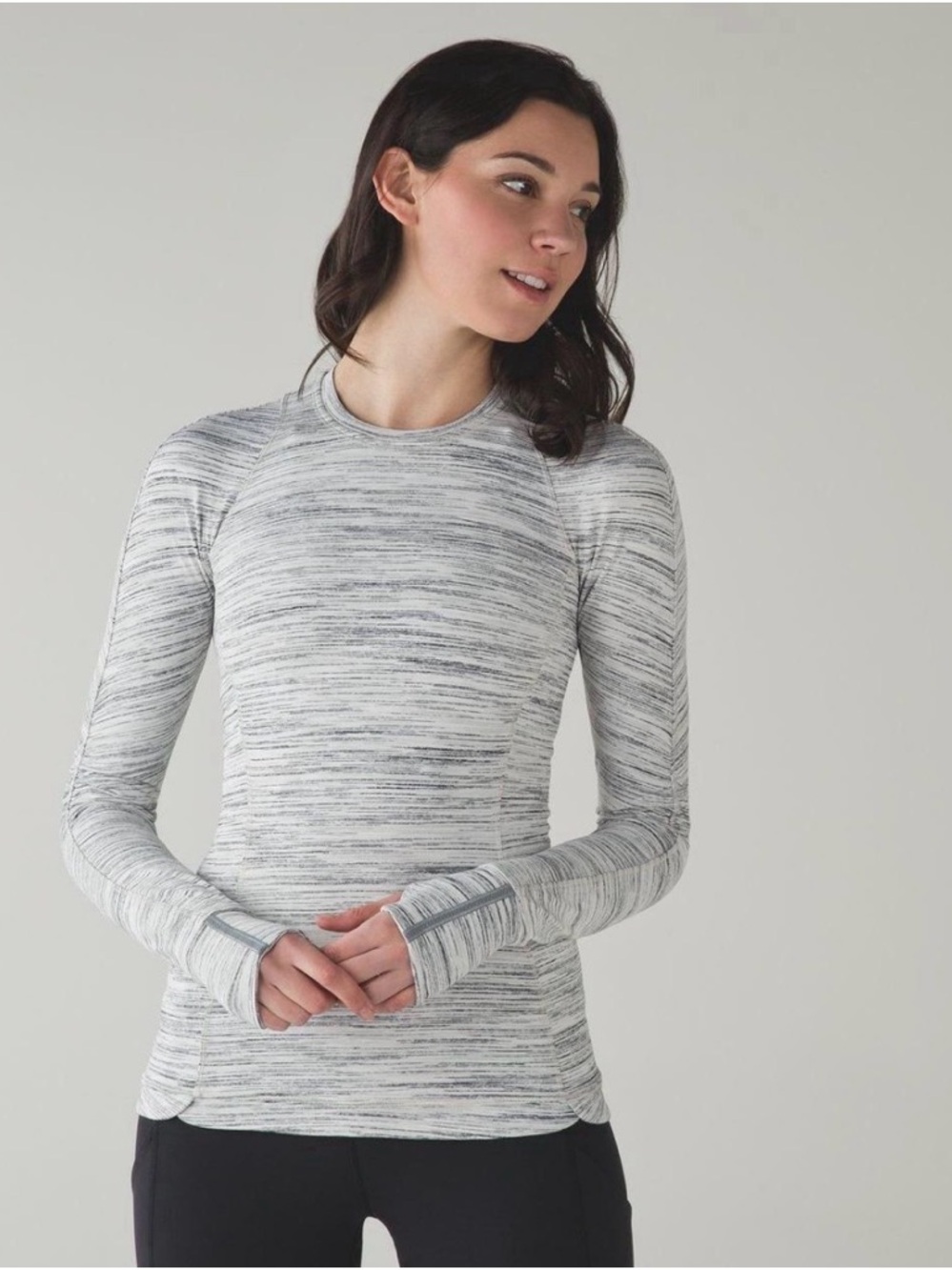 Lululemon Runderful Long Sleeve shirt in Space Dye Camo White Silver Spoon, Sz 4